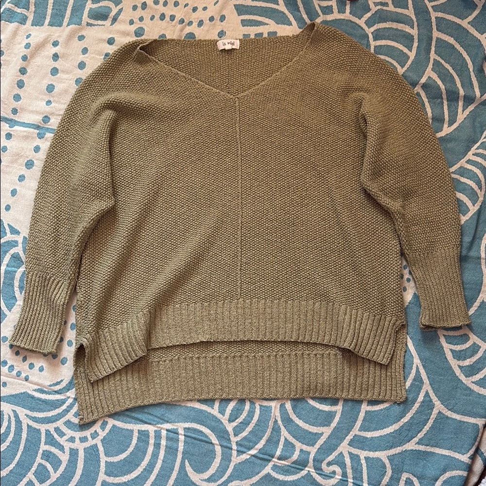 Olive Green V-Neck Sweater
